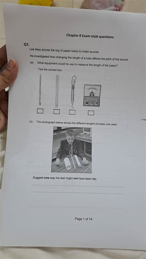 Chapter Exam Style Questions Q Lee Blew Across The Top Of Paper Tubes