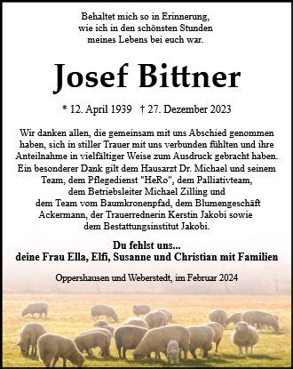 Anzeige für Josef Bittner