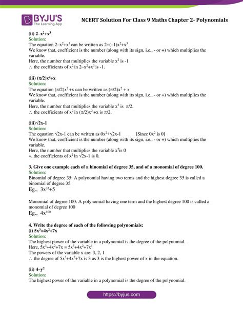 Ncert Solutions For Class 9 Maths Chapter 2 Polynomials