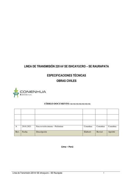 Especificaciones Técnicas Linea Transmisión Jorge Farfán uDocz