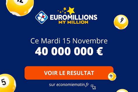 Résultat Euromillions et My Million du mardi 15 novembre 2022 cest