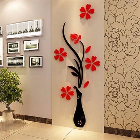 3D DIY Miroir Fleur Sticker Autocollant Mural Decal Art Déco Maison Mur