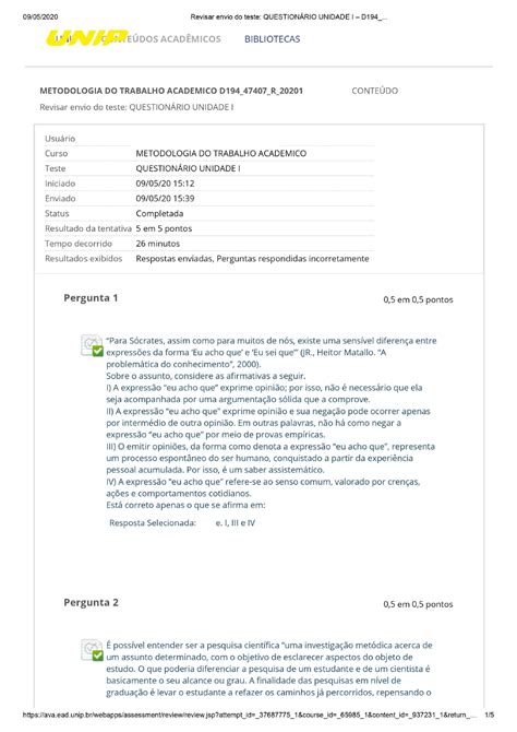 Metodologia do trabalho acadêmico UNIP Metodologia do Trabalho Acadêmico