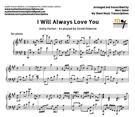 I Will Always Love You Dolly Parton Sheet Music And Midi File