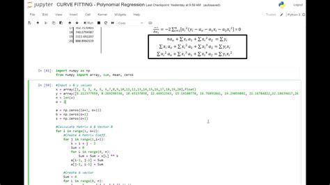 Polynomial Regression Using Gauss Elimination Python Code YouTube