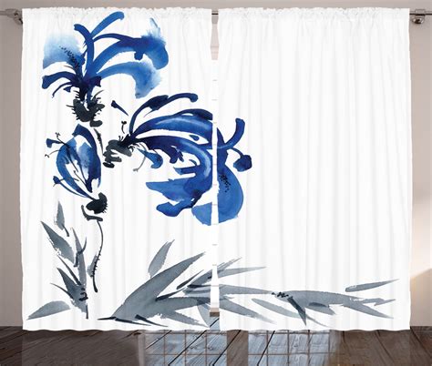 Traditional House Decor Curtains 2 Panels Set Watercolors Eastern