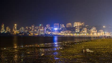 Mumbai Night Skyline View from Marine Drive in Mumbai, India. Stock ...