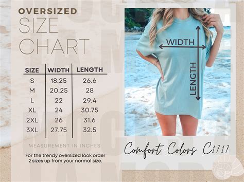 Comfort Colors C1717 Shirt Size Chart Unisex Tshirt Size Chart Model