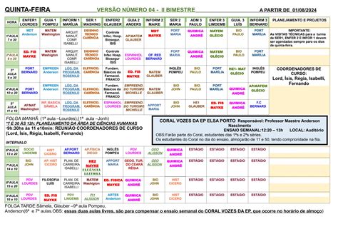 Horario Do Ii Bimestre Vers O Doc