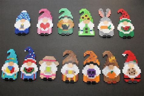 Cute Handmade Perler Gnomes Perler Art Etsy In Perler Bead