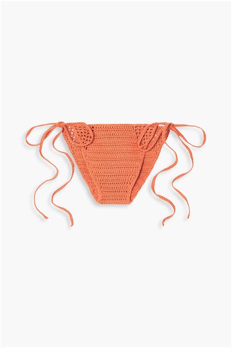 Cult Gaia Dylan Crocheted Cotton Low Rise Bikini Briefs In Orange Modesens