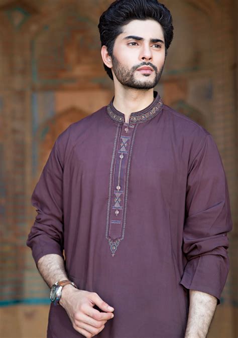 Amir Adnan Men S Fashion Linen Complete Shalwar Suit In Dark Brown