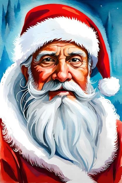 Premium AI Image Santa Claus Portrait Painting Style Generative AI