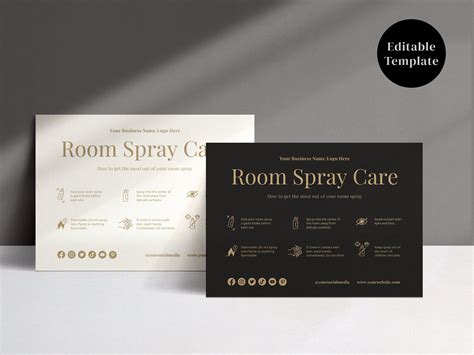 Black Gold Room Spray Care Card Air Freshener Spray Care Instructions