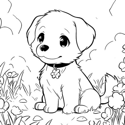 Coloriage De Chien Mignon Vecteur Premium