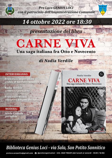 Carne Viva presentazione del libro di Nadia Verdile venerdì 14 a San