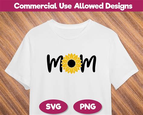 Mom Sunflower Svg Png Mothers Day Svg Mom T Sunflower Svg Cut