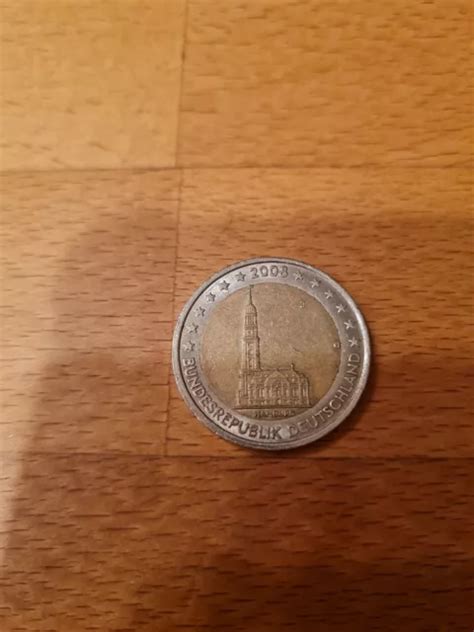 2 EURO GEDENKMÜNZE BRD 2008 Hamburg Michel cirkuliert Michaeliskirche