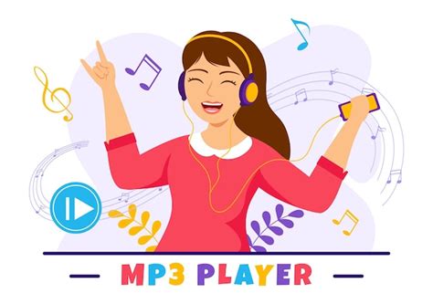 Premium Vector Mp Player Illustration With Musical Notation And