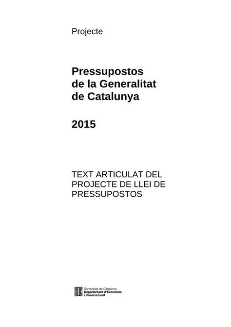 PDF Pressupostos De La Generalitat De Catalunya 2015aplicacions