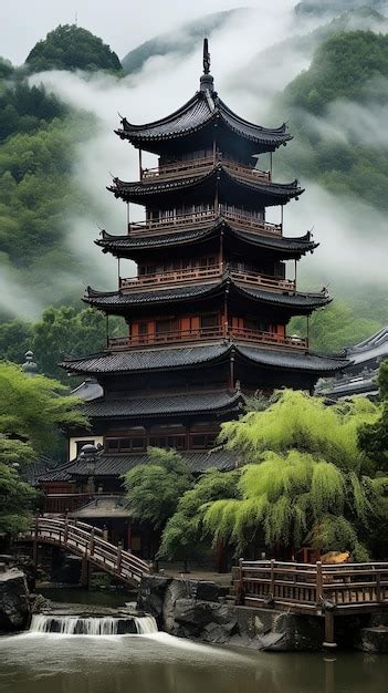 O Pagode O Maior Edif Cio De Madeira Do Mundo Foto Premium