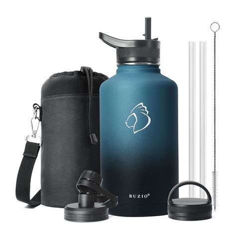 Buy Buzio Insulated Water Bottle Oz With Straw Lid Lids Oz