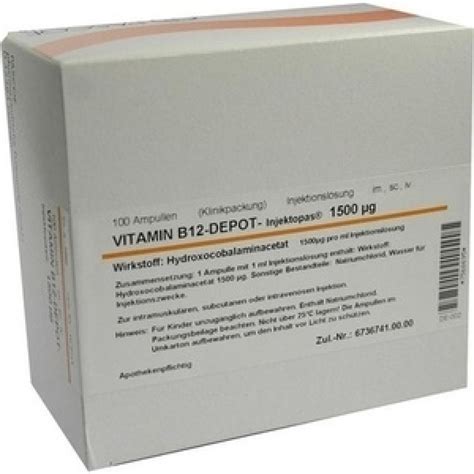 Vitamin B12 Depot Inj 1500 Microg InjektionslÖsung 100x1 Ml Schon Ab 92 98 Eur Pzn 07568695