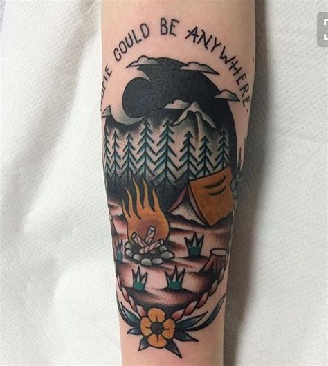 Pin By Cayla Murphy On Blah Blah Blah Camping Tattoo Traditional