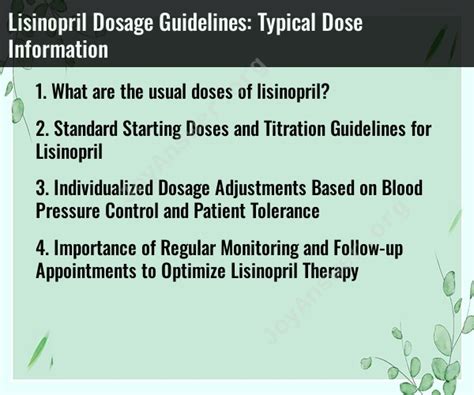 Lisinopril Dosage Guidelines: Typical Dose Information - JoyAnswer.org