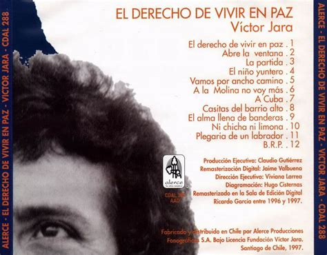 Car Tula Trasera De Victor Jara El Derecho De Vivir En Paz Portada