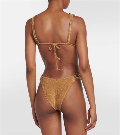 Gold Chain High Rise Bikini Bottoms In Orange Same Mytheresa