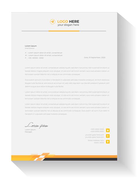 Corporate Modern Business Letterhead Design Template With Yellow Color