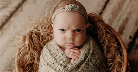 Newborn Baby Gave Out An Adorable Little Grumpy Face For Her Photoshoot ...