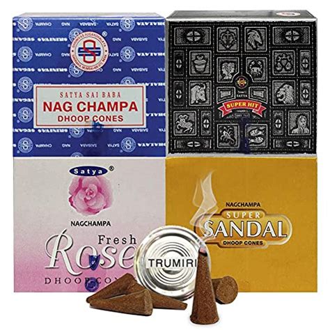 Satya Incense Cones Variety Pack 1 And Cone Incense Burner Bundle With