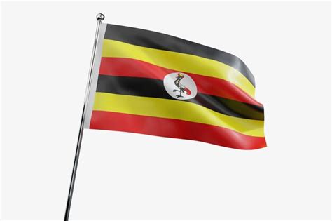 Uganda acenando bandeira de tecido isolada em fundo branco ilustração