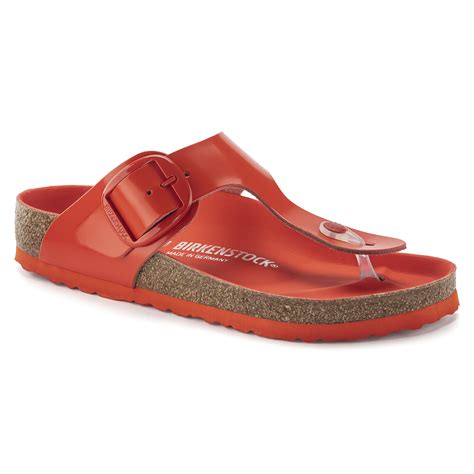 Gizeh Big Buckle Natural Leather Patent High Shine Tomato Birkenstock