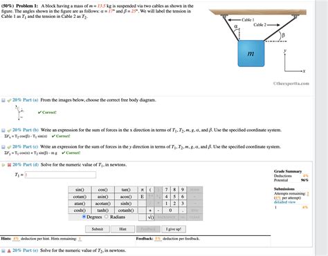 Solved 50 Problem 1 A Block Having A Mass Of M 13 5 Kg Chegg