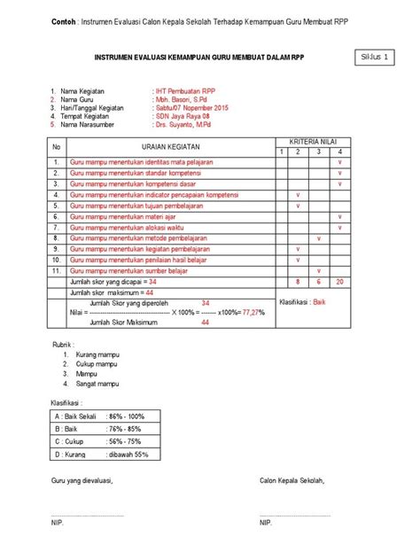 Contoh Format Pelaksanaan Penilaian Proses Dan Hasil Belajar Format Sexiz Pix