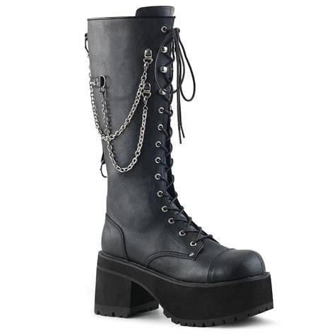 Demonia Ranger 303 Boots Black Faux Leather Demonia Cult