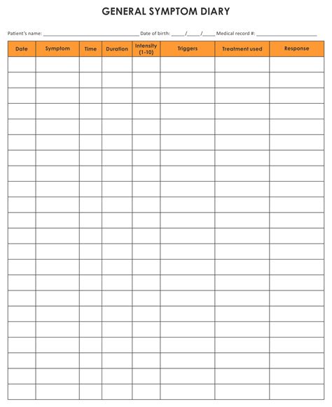 Symptom Journal 10 Free Pdf Printables Printablee