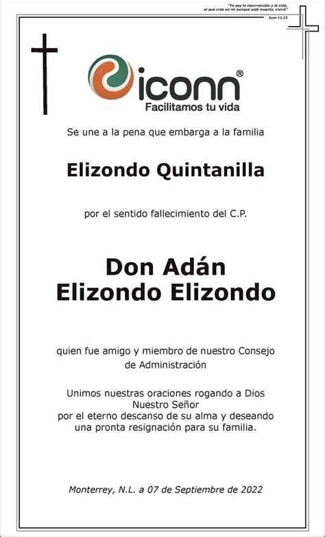 Don Ad N Elizondo Elizondo Obituario Esquela