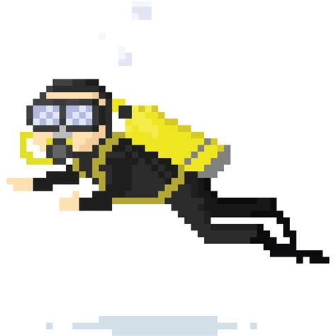 Pixel Arte Desenho Animado Mergulho Mergulhador Personagem 27517343 PNG