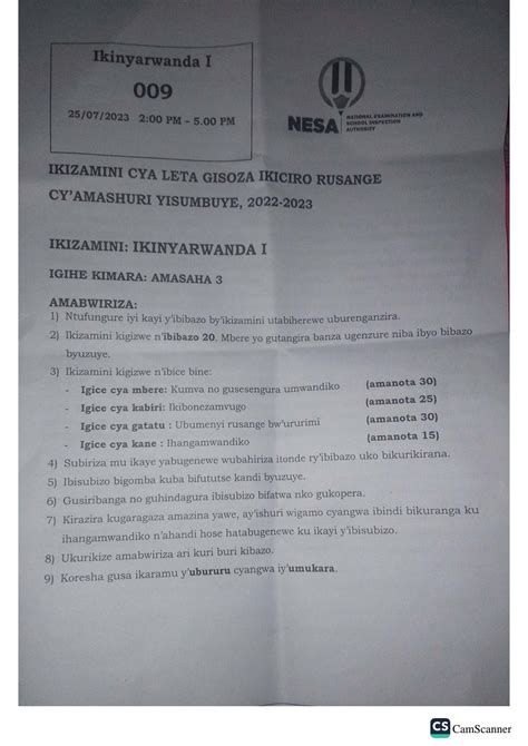 Nesa S Kinyarwanda National Examination Past Papers News Within