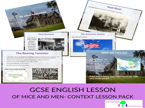 Gcse English Of Mice And Men Context Whole Lesson Teaching Resources