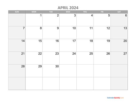 April Calendar 2024 With Holidays Calendar Quickly
