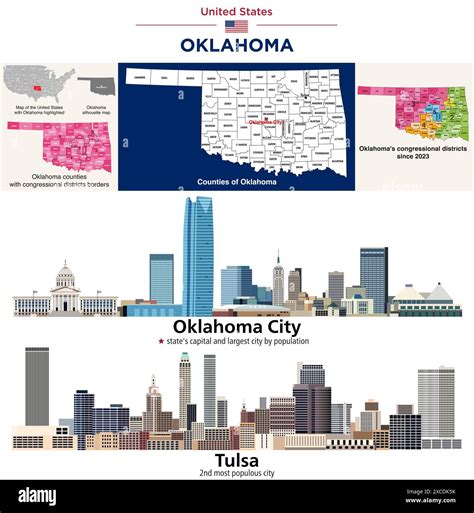 Oklahoma Counties Map And Congressional Districts Since 2023 Map Oklahoma City States Capital