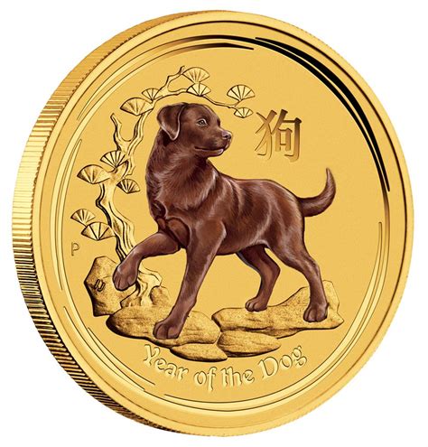 Coins Australia - 2018 Year of the Dog 1/20oz Gold Coloured Coin with ...