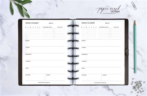 Weekly Planner Insert Sheets 2 Half Letter Disc Planner Insert Sheets