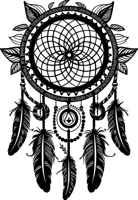 Dream Catcher Black And White Isolated Icon Vector Illustration