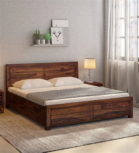 Sack solid wood king size box storage bed – Wooden Adda